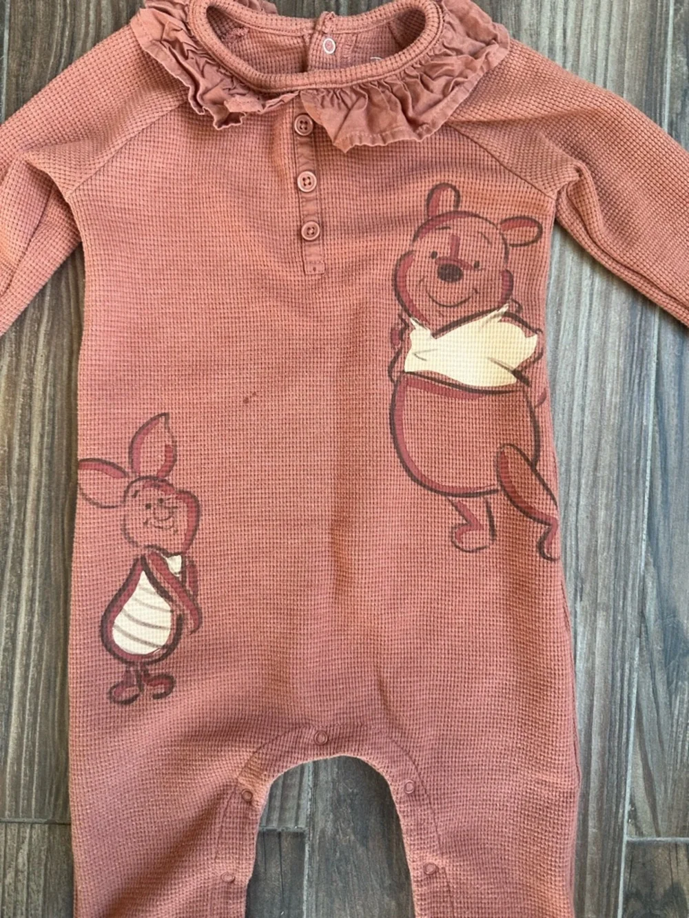 Disney Rust Winnie the Pooh & Piglet Ruffle Collar Jumpsuit